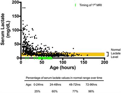 Cerebral Lactate Concentration in Neonatal Hypoxic-Ischemic Encephalopathy: In Relation to Time, Characteristic of Injury, and Serum Lactate Concentration